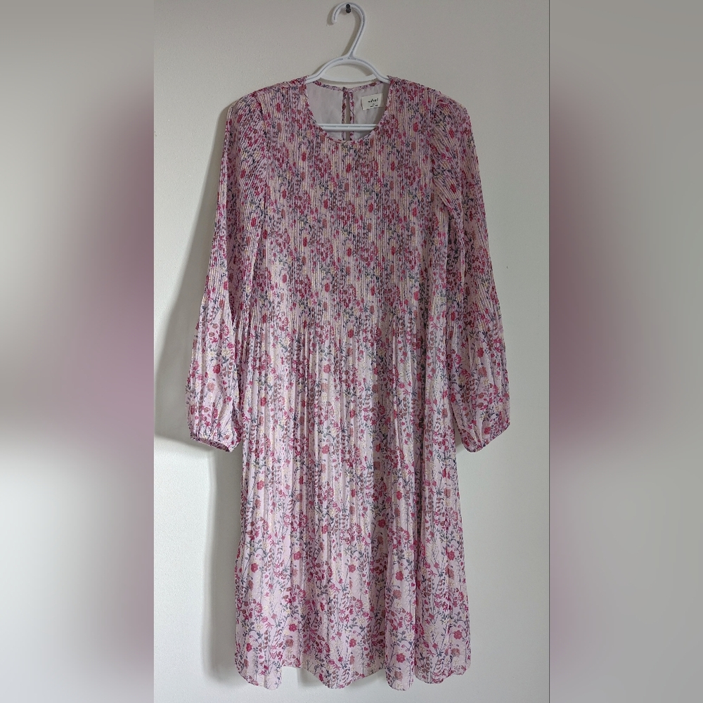 Aritzia Floral Midi Dress in Pink and Cream